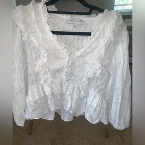 Authentic Something Navy Ruffle Top